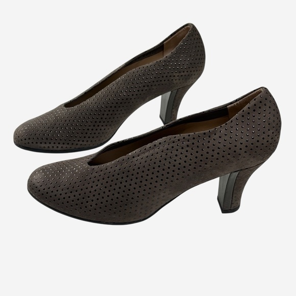 BeautiFeel Calla Suede Dress Pumps Heels Size 39 Sepia 3D Puntino Dot Print 4890 - Picture 1 of 8